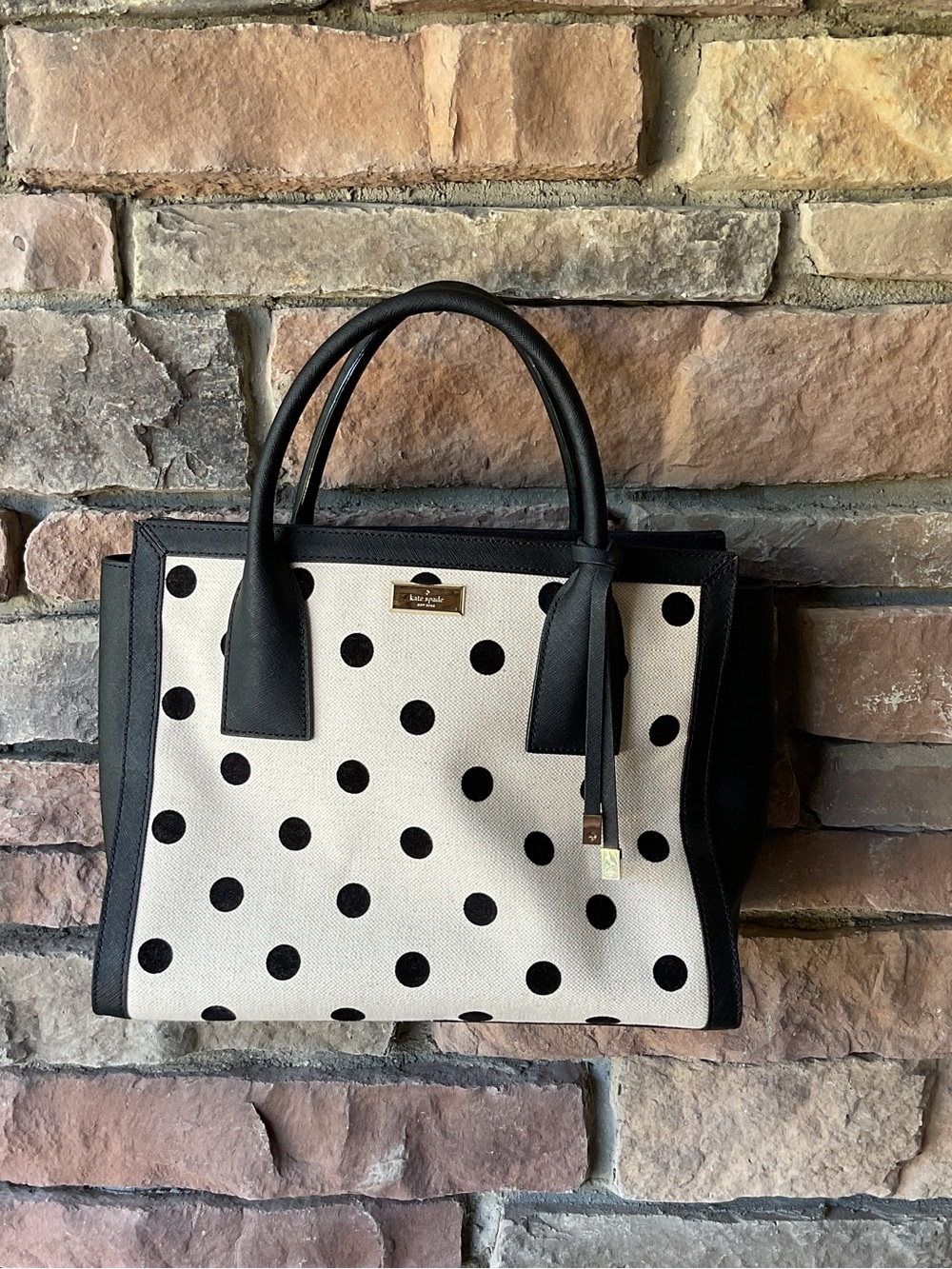 kate spade Black & Cream Polka Dot Structured Tote